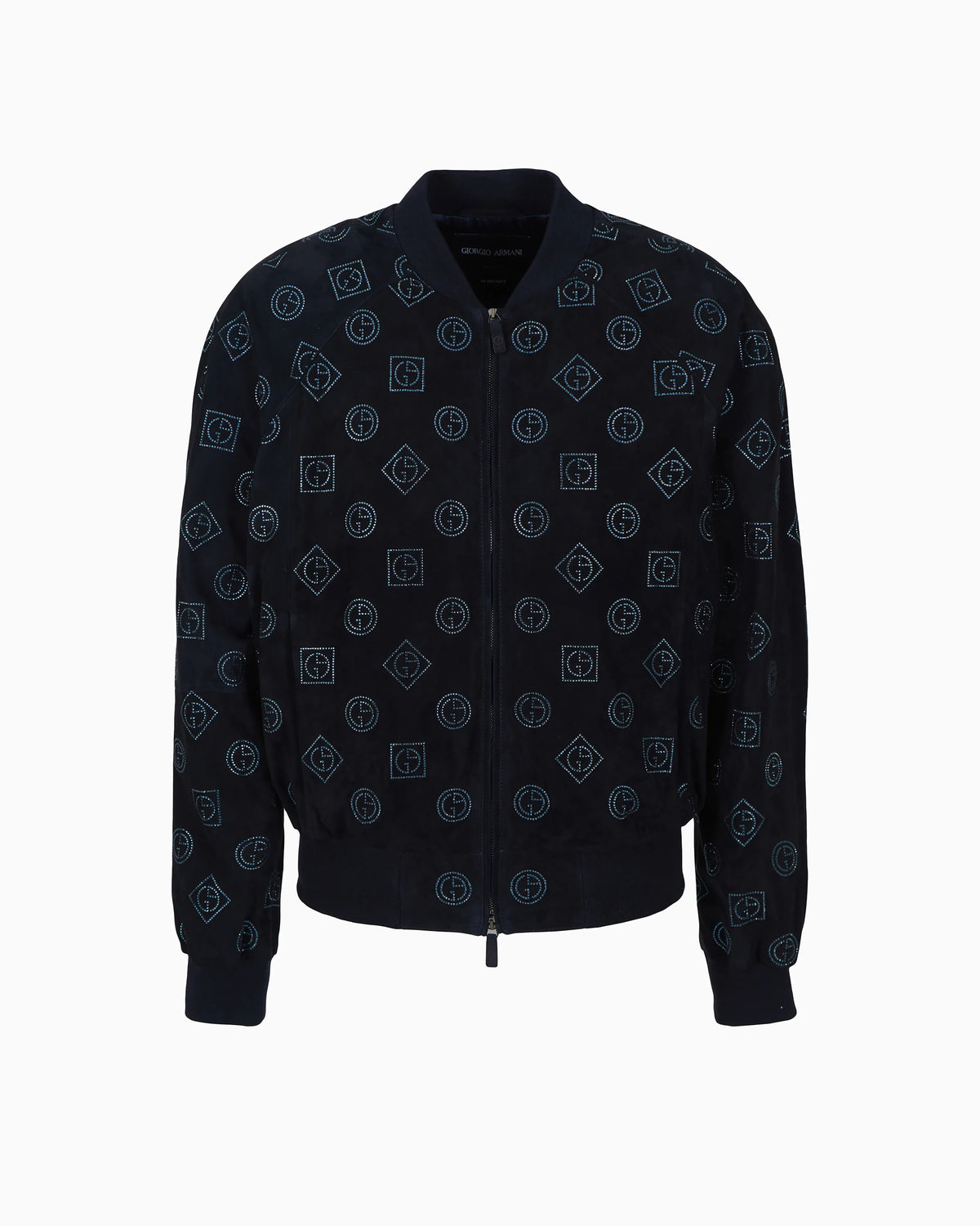 Suede blouson with all-over rhinestone monogram