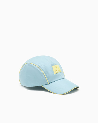 Nylon baseball cap with logo and piping