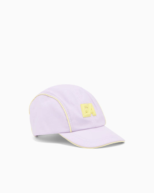 Nylon baseball cap with logo and piping