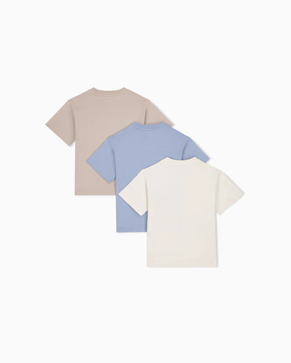 Set of three cotton jersey crew neck T-shirts with graphics