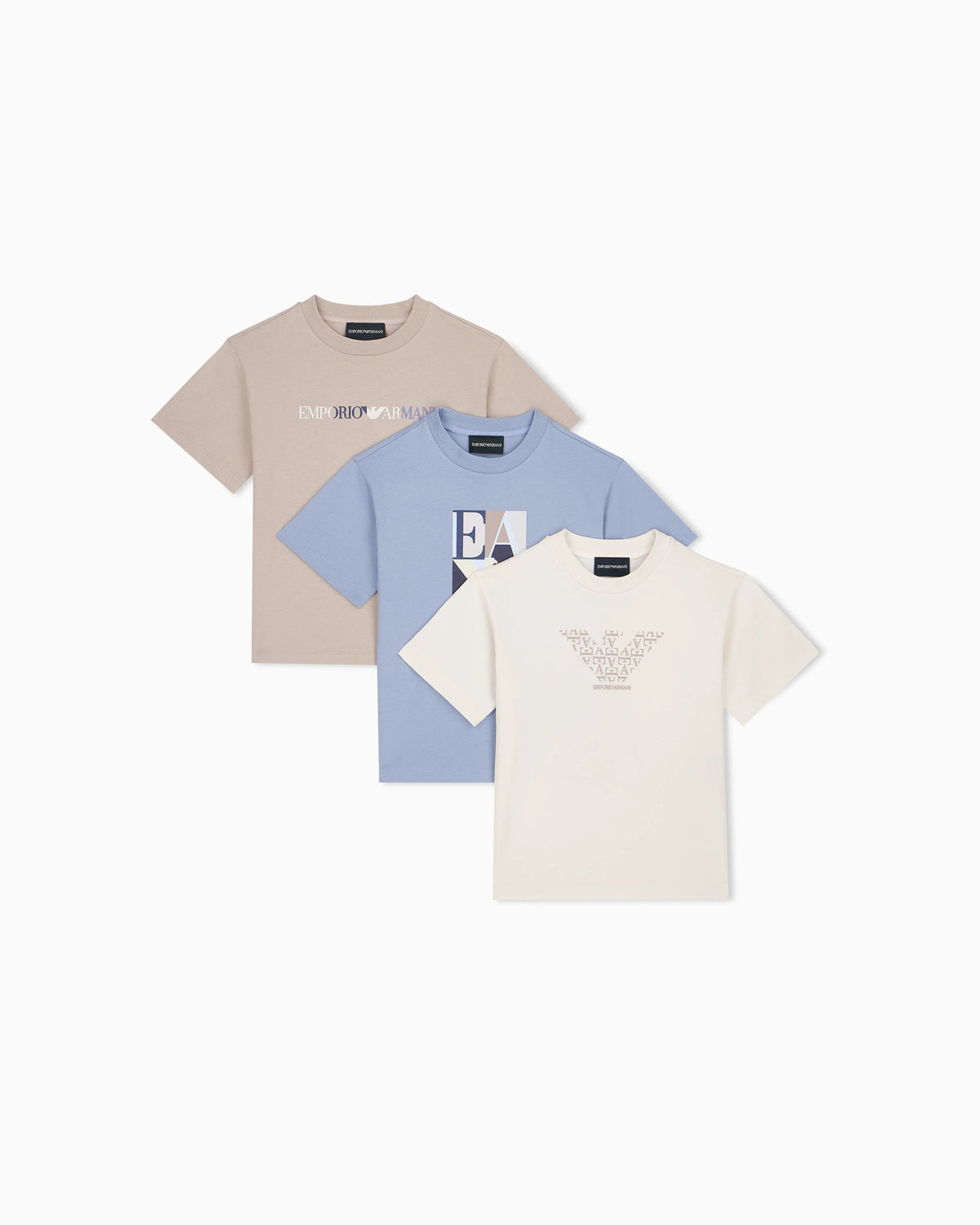 Set of three cotton jersey crew neck T-shirts with graphics