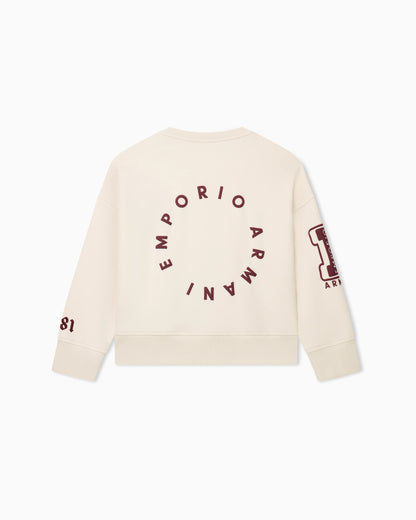 Sweatshirt double jersey oversized crew neck with patches