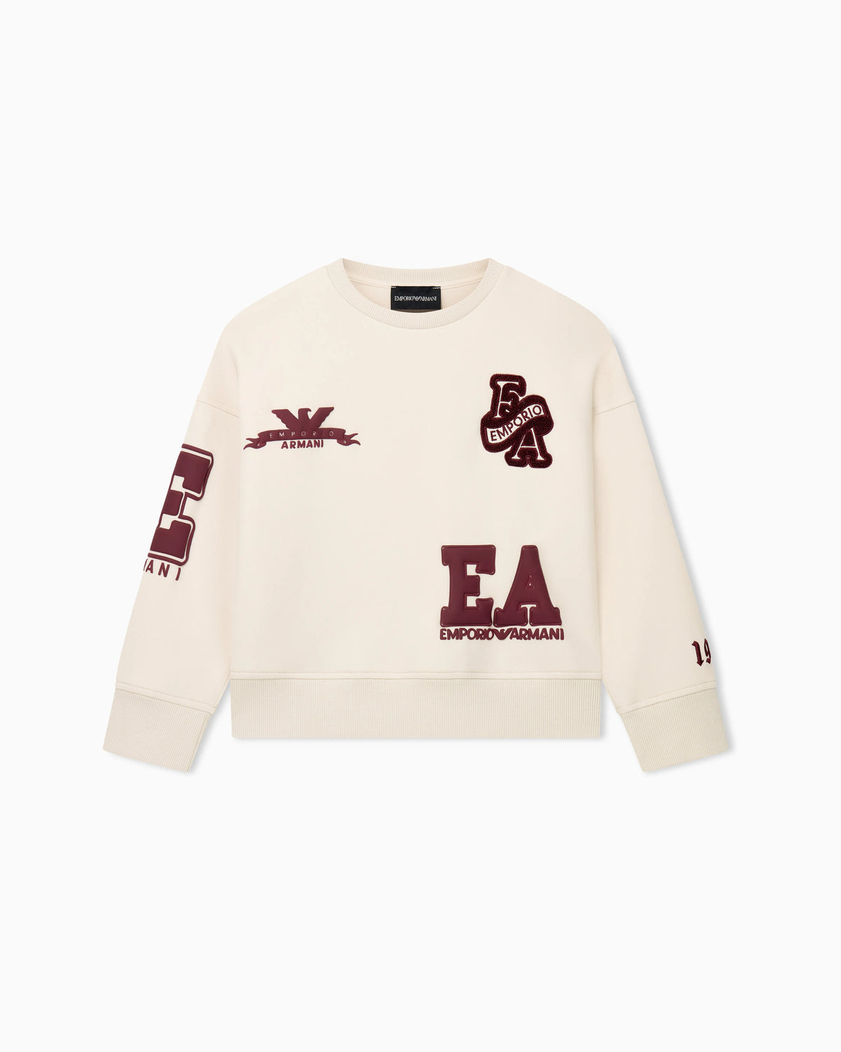 Sweatshirt double jersey oversized crew neck with patches
