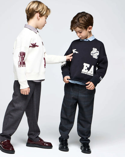 Sweatshirt double jersey oversized crew neck with patches