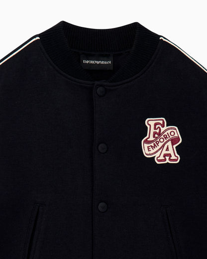 Double jersey varsity sweatshirt with contrasting sleeves
