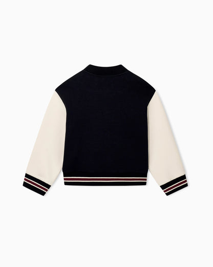 Double jersey varsity sweatshirt with contrasting sleeves