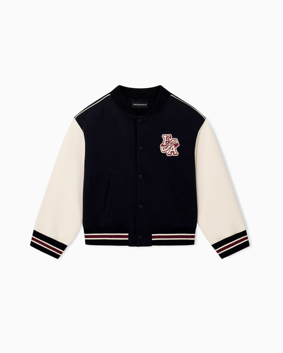 Double jersey varsity sweatshirt with contrasting sleeves