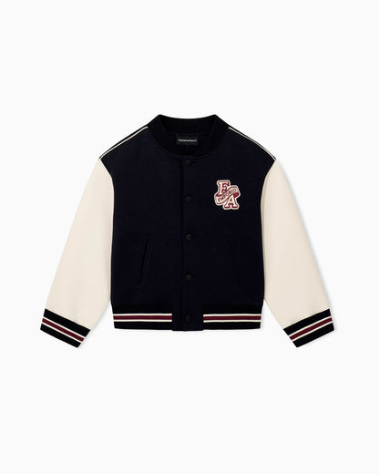 Double jersey varsity sweatshirt with contrasting sleeves