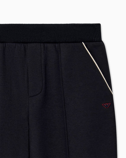 Double jersey jogger trousers with striped ribbed cuffs