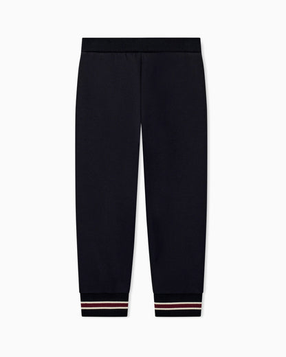 Double jersey jogger trousers with striped ribbed cuffs