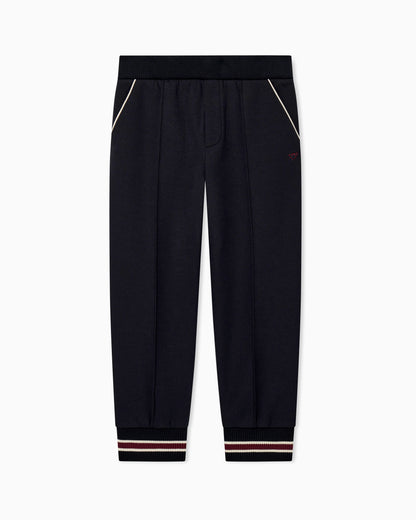Double jersey jogger trousers with striped ribbed cuffs