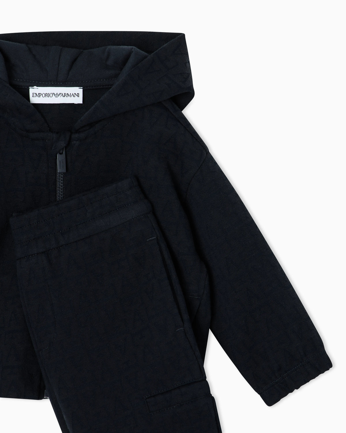 Hooded tracksuit in jacquard double jersey with a monogram