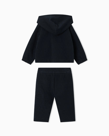 Hooded tracksuit in jacquard double jersey with a monogram