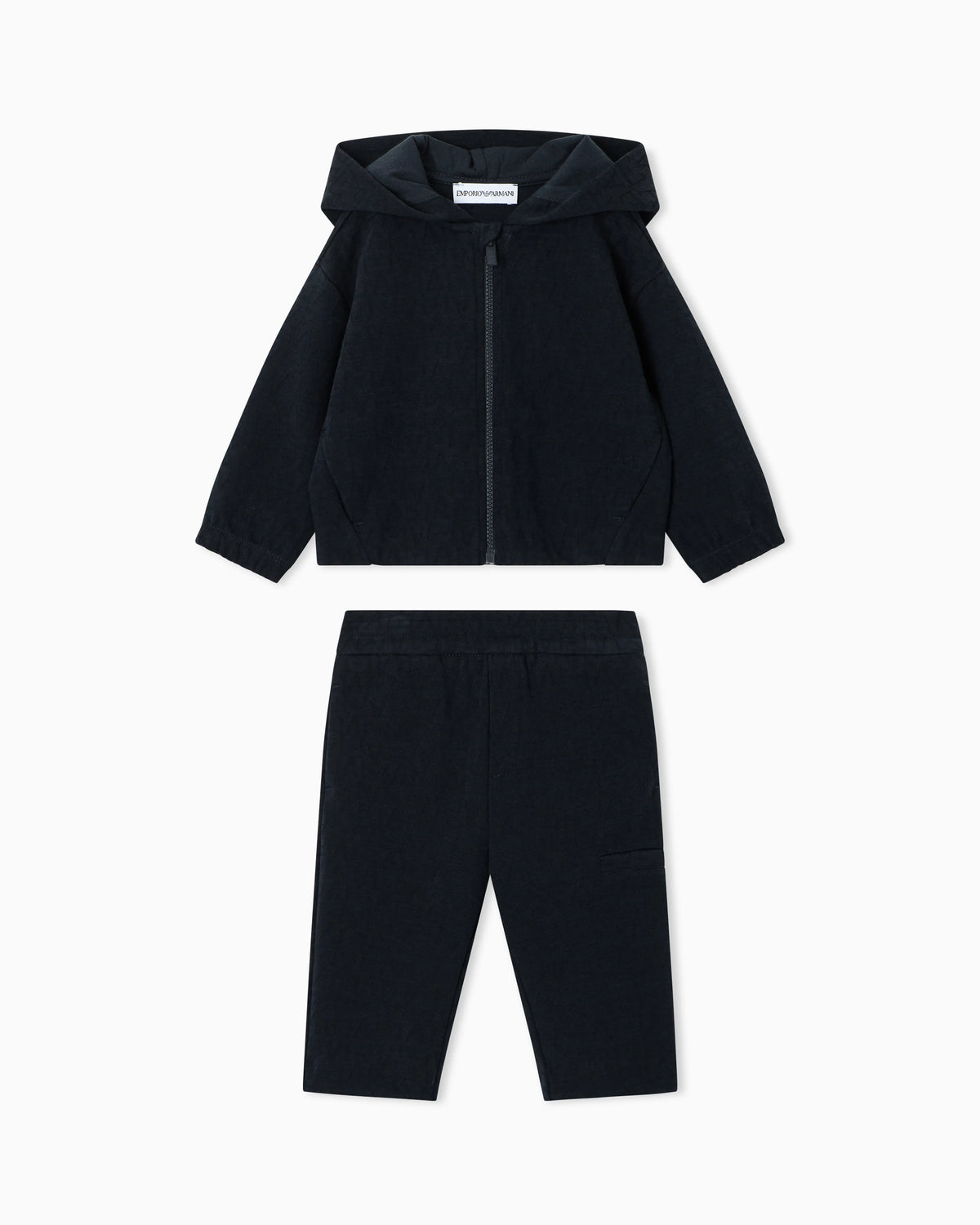 Hooded tracksuit in jacquard double jersey with a monogram