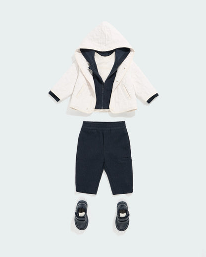 Hooded tracksuit in jacquard double jersey with a monogram