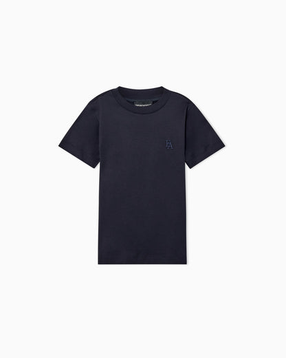 T-shirt in lyocell and cotton jersey with embroidered logo