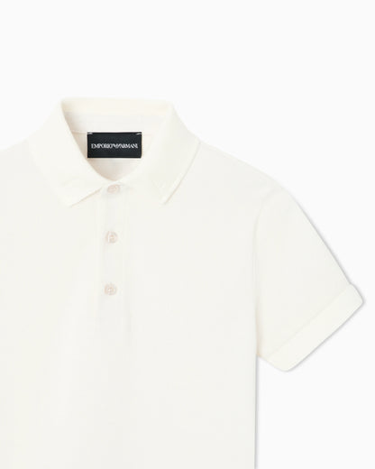 Polo shirt in cotton piqué with a three-button placket