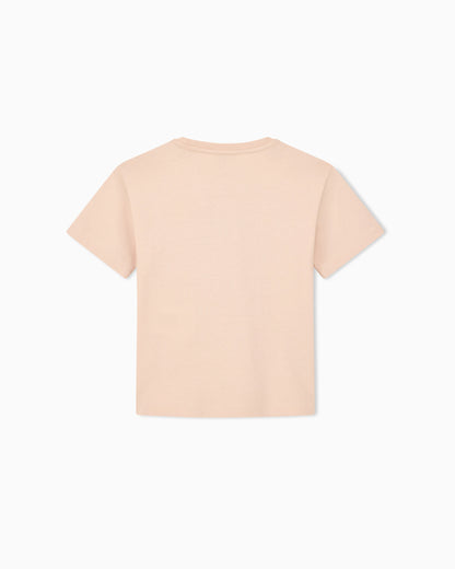 Cotton jersey T-shirt with a cross-stitch floral motif