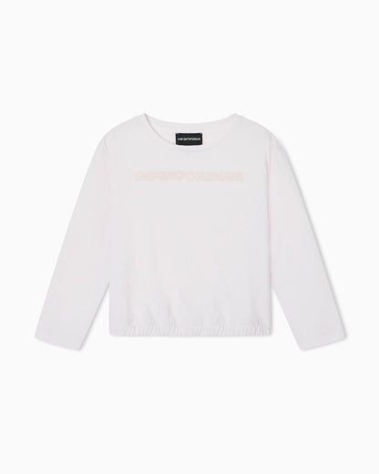T-shirt in stretch jersey with round neckline and logo