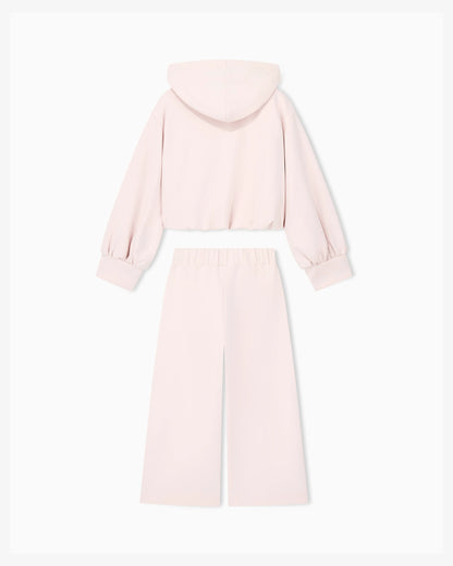 Jersey tracksuit with a full zip hoodie and wide-leg pants
