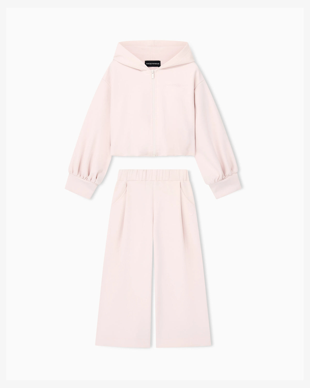 Jersey tracksuit with a full zip hoodie and wide-leg pants