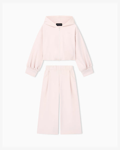 Jersey tracksuit with a full zip hoodie and wide-leg pants
