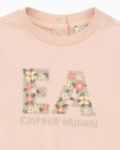 Baby t-shirt in heavy cotton jersey with floral pattern
