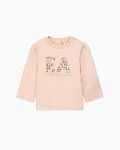 Baby t-shirt in heavy cotton jersey with floral pattern