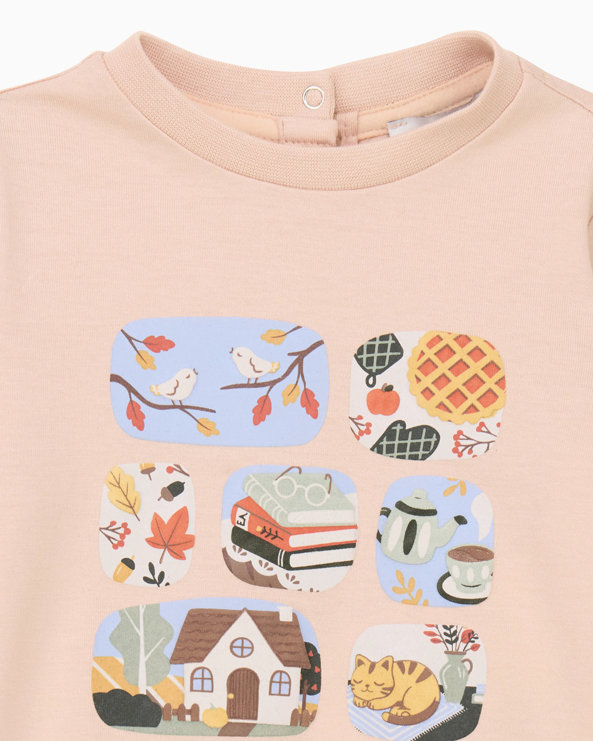 Long-sleeve cotton jersey T-shirt with a house illustration