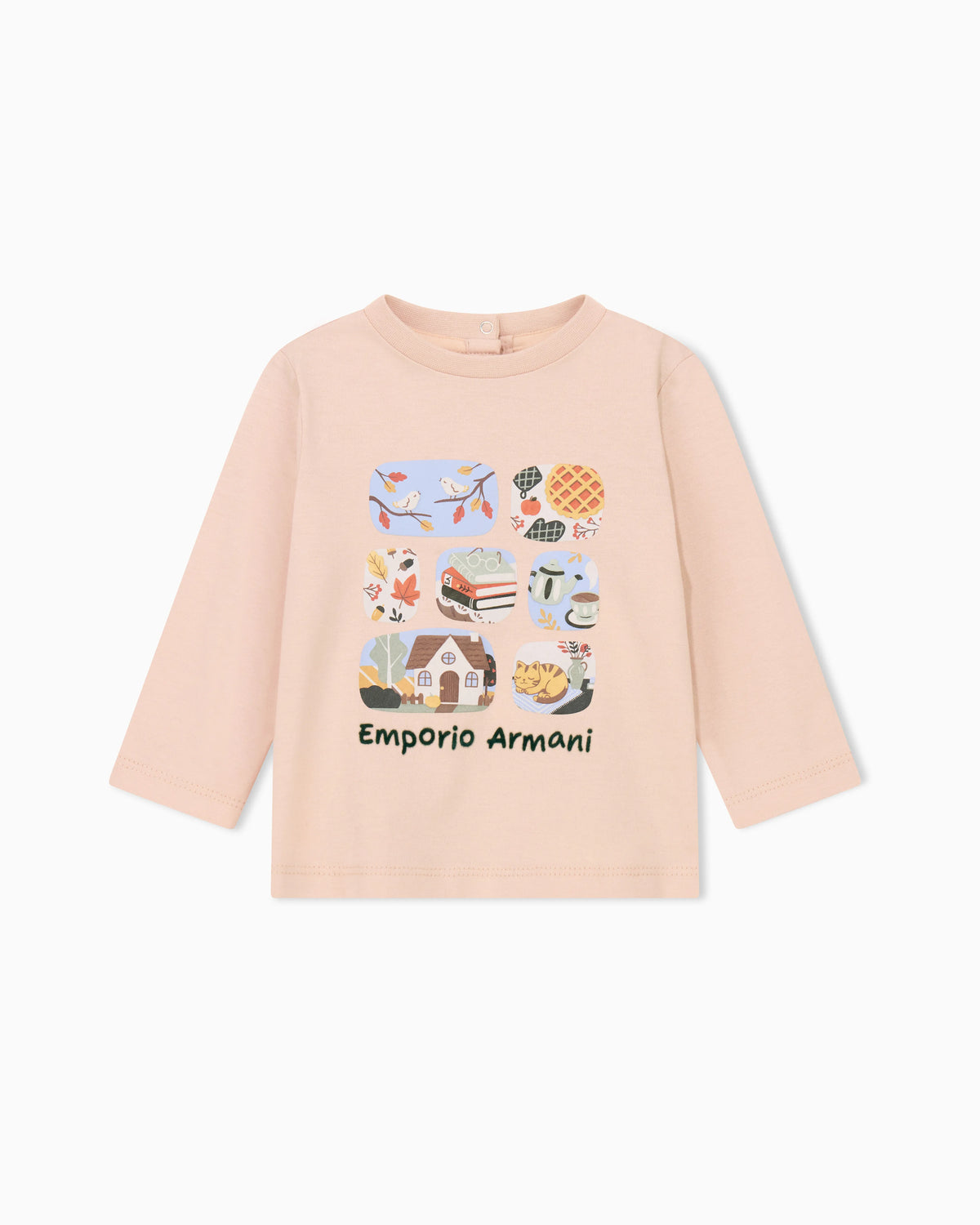 Long-sleeve cotton jersey T-shirt with a house illustration