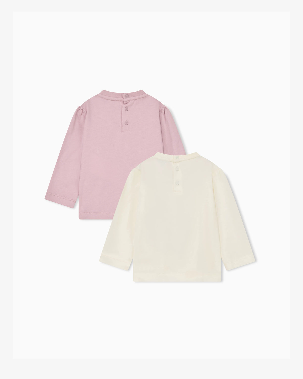 Long-sleeve cotton jersey T-shirt set with back buttons