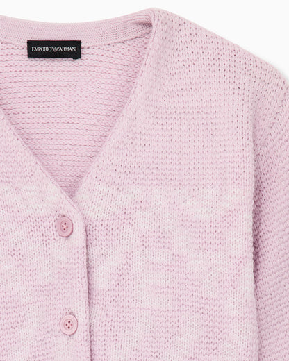 Cardigan in textured knit with a V-neck