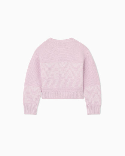 Cardigan in textured knit with a V-neck