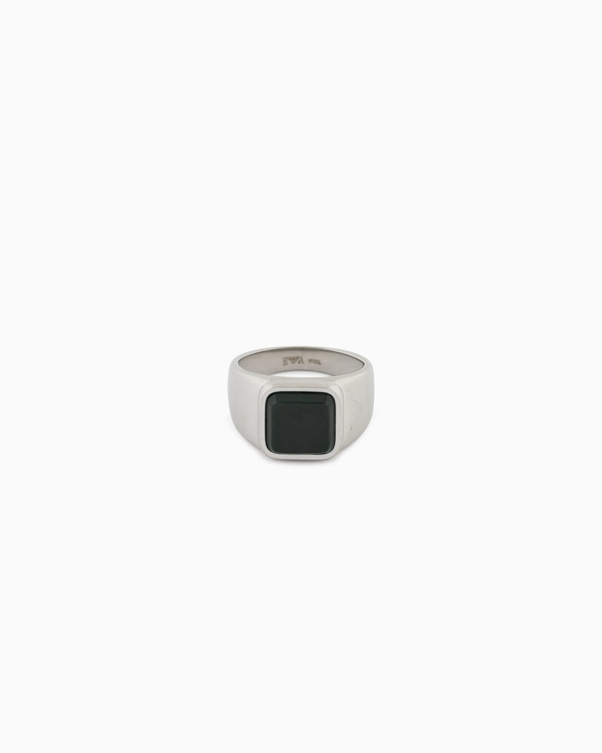 Grass Agate Stainless Steel Signet Ring