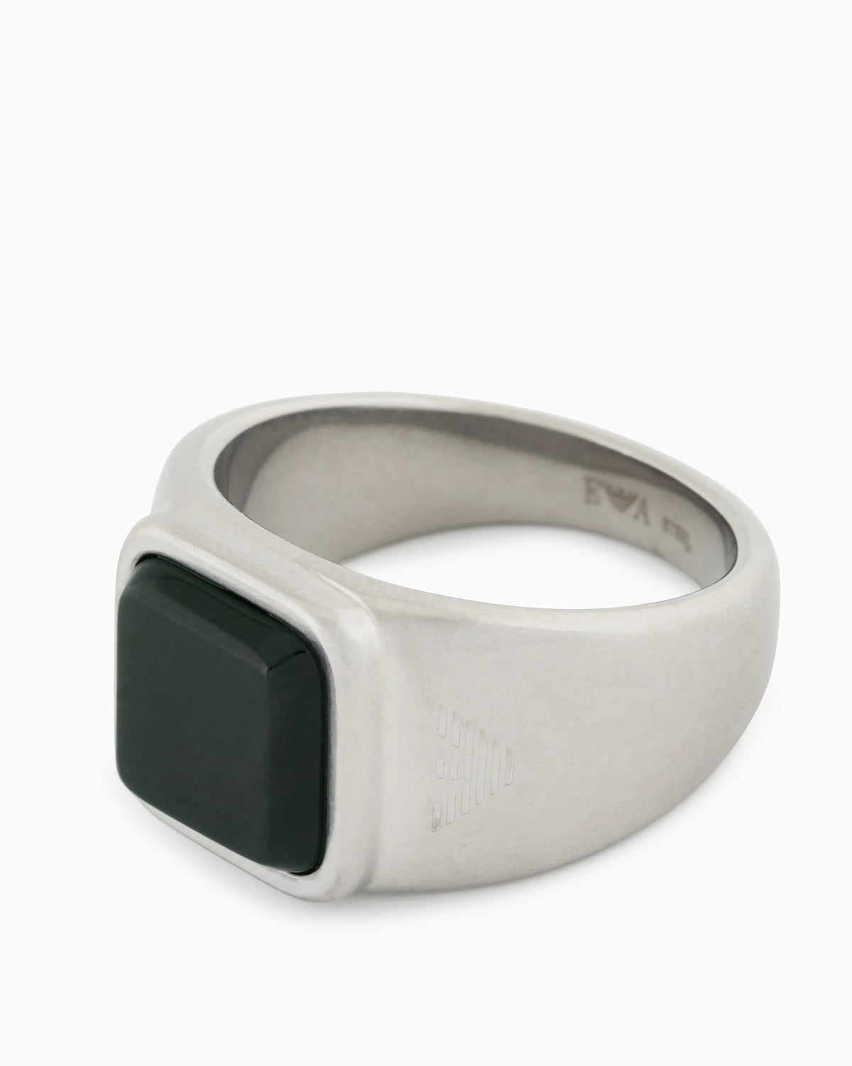 Grass Agate Stainless Steel Signet Ring