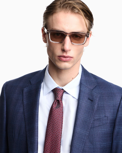 Single-breasted jacket in virgin wool pattern check