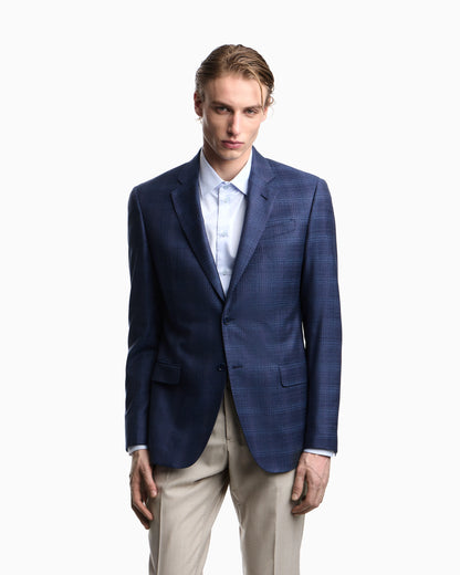 Single-breasted jacket in virgin wool pattern check