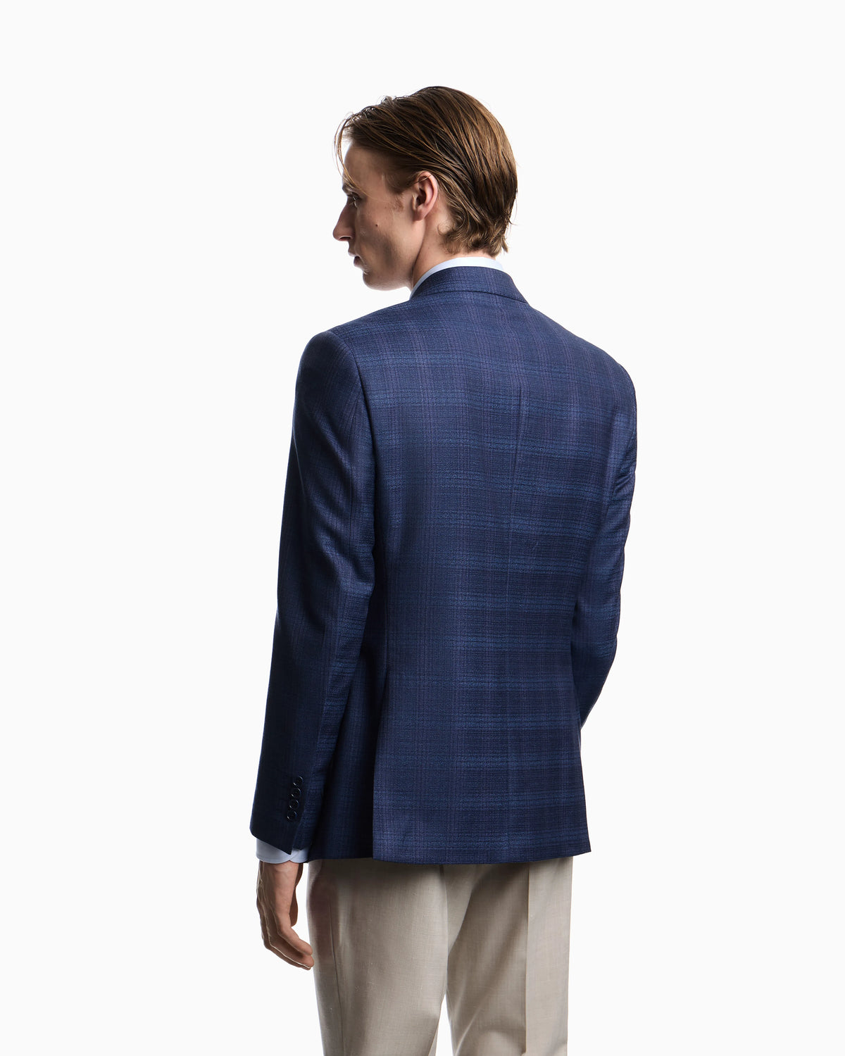 Single-breasted jacket in virgin wool pattern check