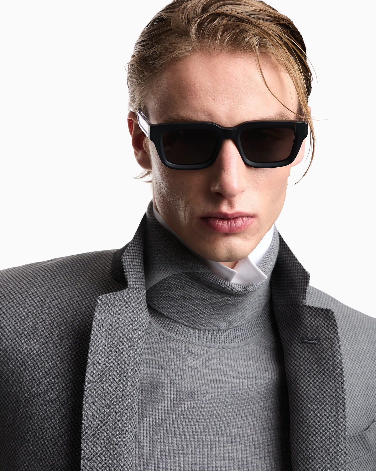 Single-breasted jacket in virgin wool piqué