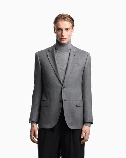 Single-breasted jacket in virgin wool piqué