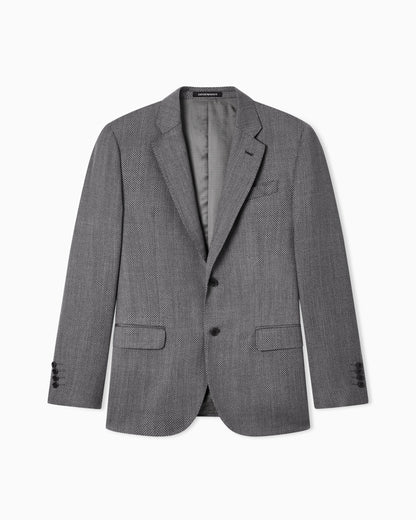 Single-breasted jacket in virgin wool piqué