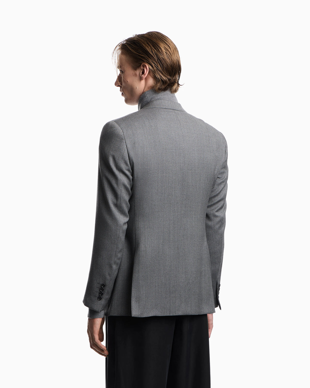Single-breasted jacket in virgin wool piqué