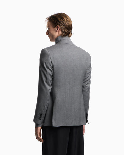 Single-breasted jacket in virgin wool piqué