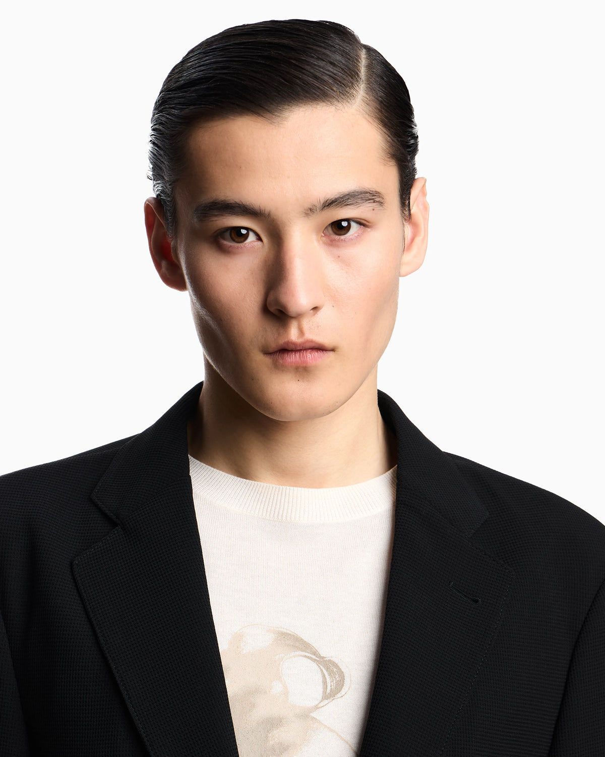 Icon single-breasted jacket in piqué-effect micro-textured crêpe jersey