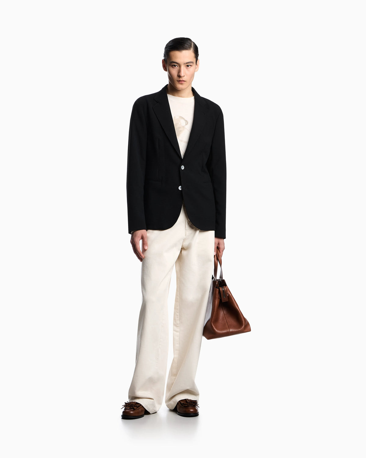 Icon single-breasted jacket in piqué-effect micro-textured crêpe jersey