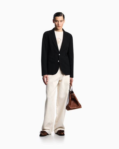 Icon single-breasted jacket in piqué-effect micro-textured crêpe jersey