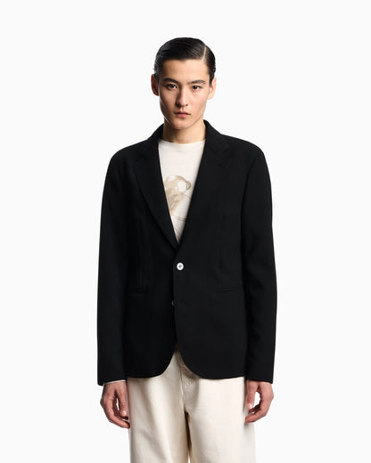 Icon single-breasted jacket in piqué-effect micro-textured crêpe jersey
