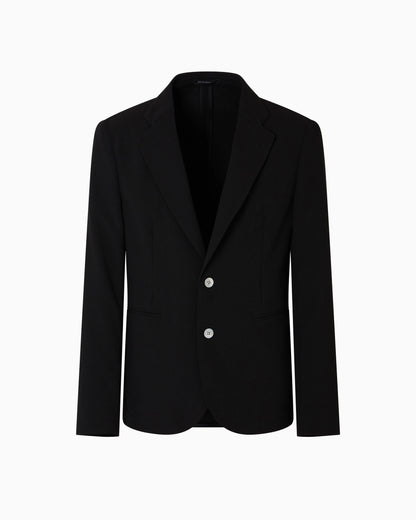 Icon single-breasted jacket in piqué-effect micro-textured crêpe jersey