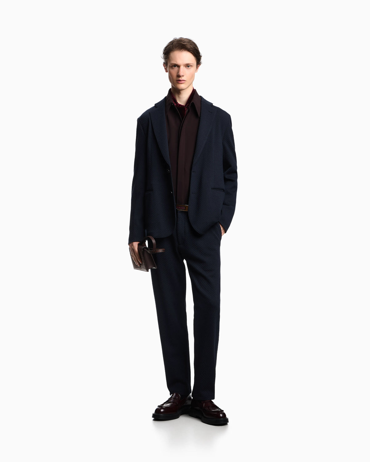 Single-breasted jacket in a jacquard double jersey knit