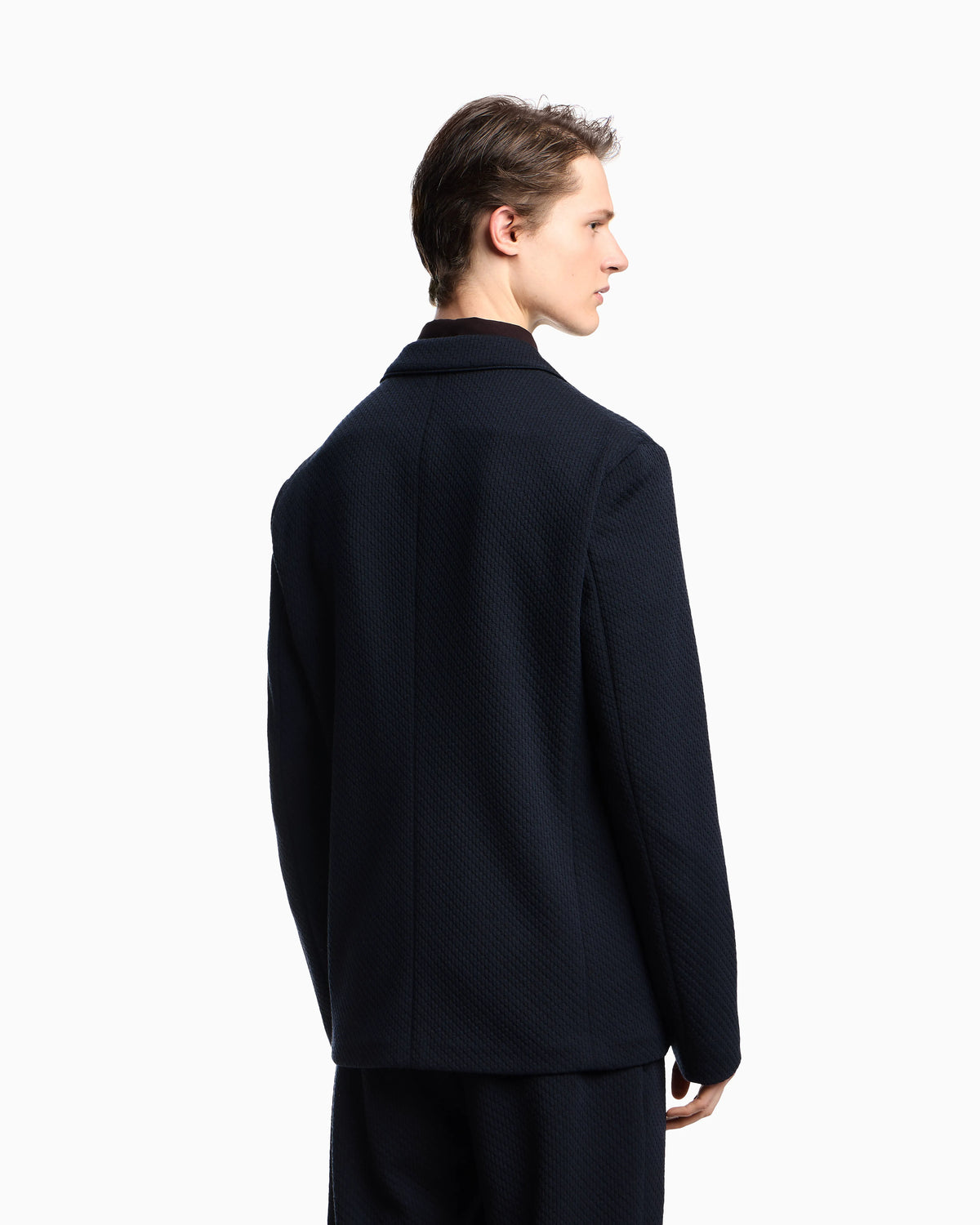 Single-breasted jacket in a jacquard double jersey knit